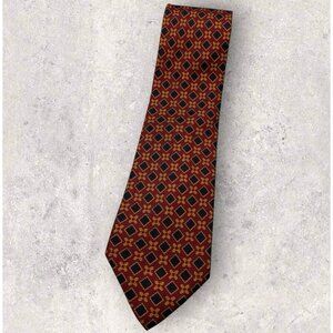 FENDI Silk Tie ITALY Burgundy Black Gold Geometric W:3.7" EUC